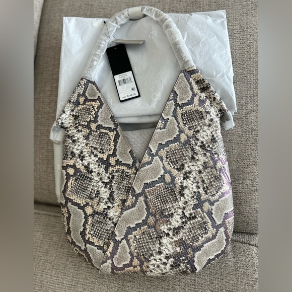 Donna Karan Baldwin Mini Python Shoulder with Leather Wrapped Rounded Handle - Picture 6 of 6